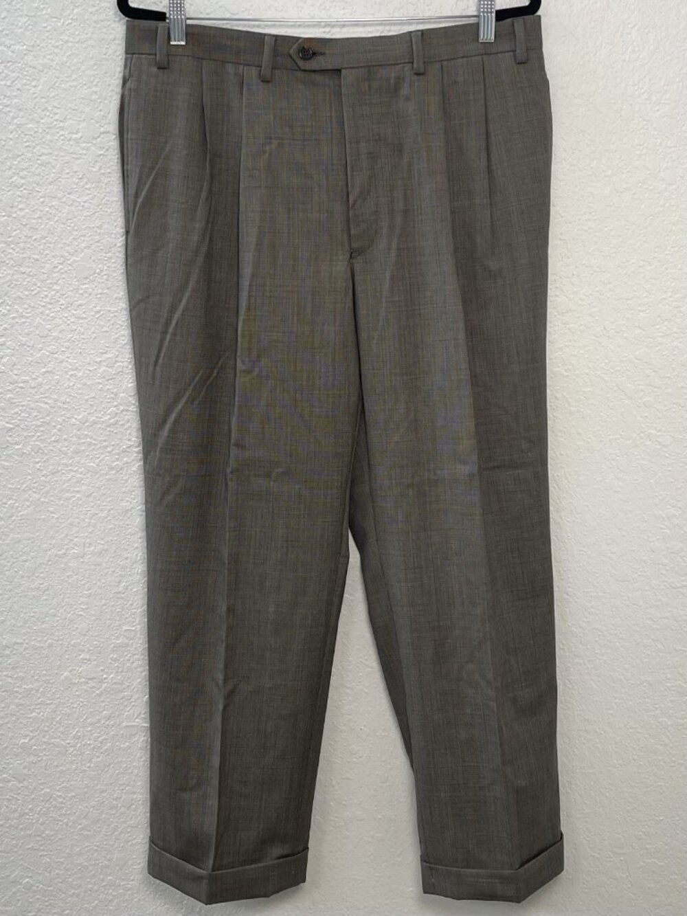 LAUREN Ralph Lauren Mens 36x30 Micro Houndstooth 100% Wool Pleated DRESS PANTS